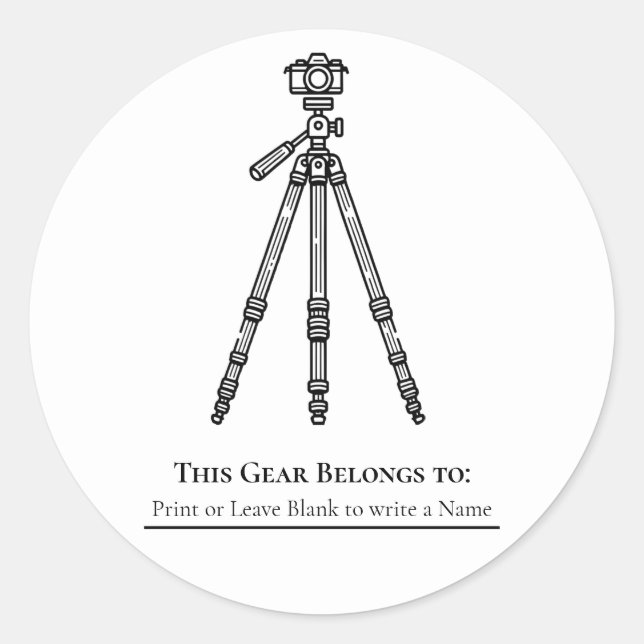 Sticker Rond Photographe Caméra Tripod Gear (Devant)