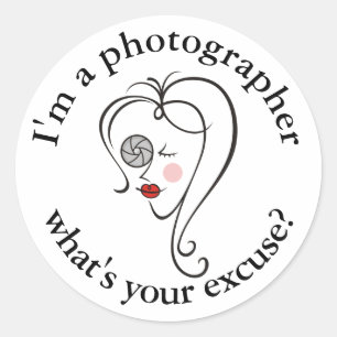Sticker Rond Photographe féminin