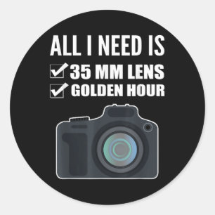 Sticker Rond Photographe Mariage de lentilles de 35 mm