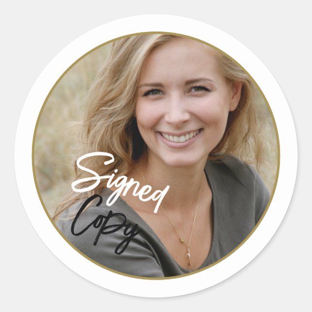 Sticker Rond Photographie de l'auteur "Signed Copy" Signature d (Devant)