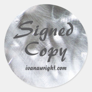 Sticker Rond Photographie métallique et copie signée en gris