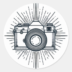 Sticker Rond Photographie Photographe Appareil photo Minimalist