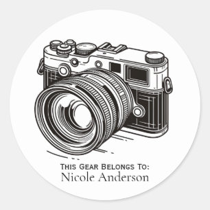 Sticker Rond Photographie Photographe Appareil photo reflex num