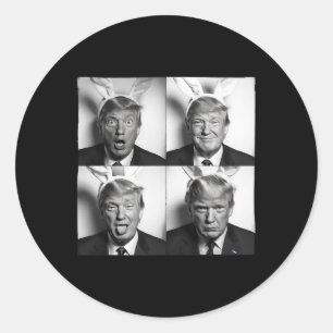 Sticker Rond Photomaton de Trump en lapin de Pâques drôle Usa M