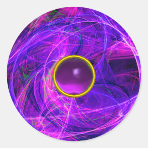 Sticker Rond PHOTON CRAZY Violet Pierre Bleue Fractées, Flacons