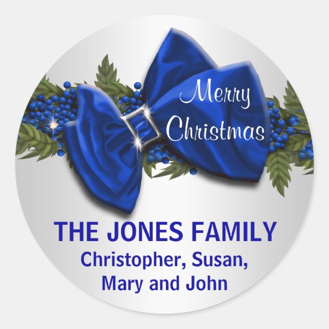 Sticker Rond Photos de voeux de Noël de famille PERSONNALISER (Devant)