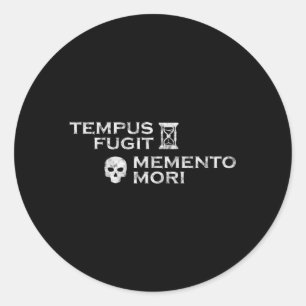 Sticker Rond Phrase latine Tempus Fugit Meto Mori