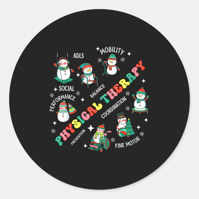 Sticker Rond Physical Therapy Christmas Snowman Pt Physical The (Devant)