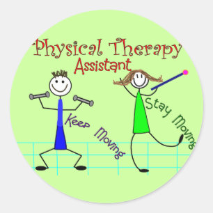 Sticker Rond Physique Thérapie Assistant Personnages en allumet