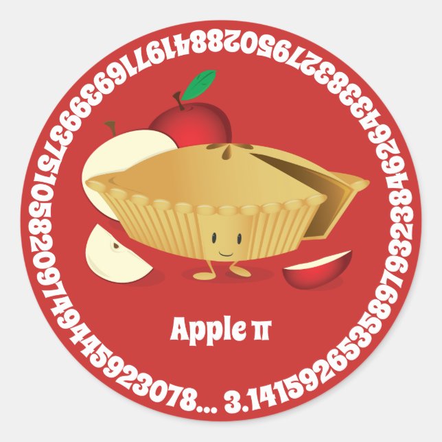Sticker Rond Pi Day Apple Pie Cartoon Numéro de caractère (Devant)
