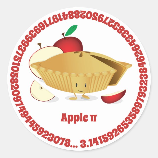 Sticker Rond Pi Day Apple Pie Cute Numéros de dessin (Devant)