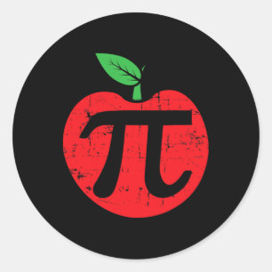 Sticker Rond Pi Day Pomme Pie Pun 3.14 Mignonne Apprenti Math