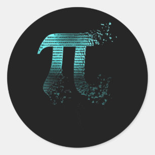 Sticker Rond Pi Shatter Turquoise Designer Pi Day Premium