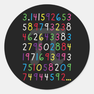 Sticker Rond Pi Shirt Happy Pi Day Numéros De Couleur Pi Pour M