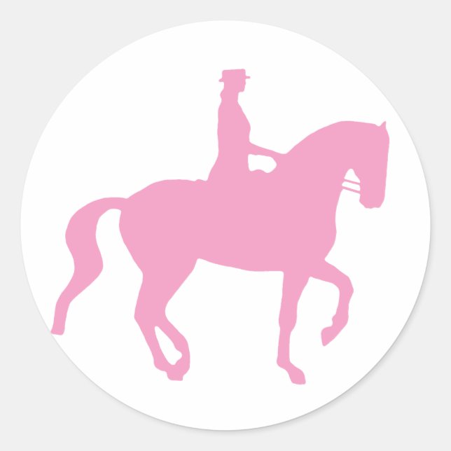 Sticker Rond Piaffe Dressage Horse et Rider (rose) (Devant)