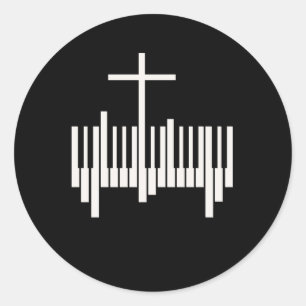 Sticker Rond Pianiste chrétien Musique religieuse Lord Piano