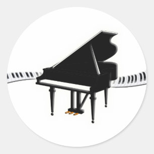 Sticker Rond Piano à queue et clavier