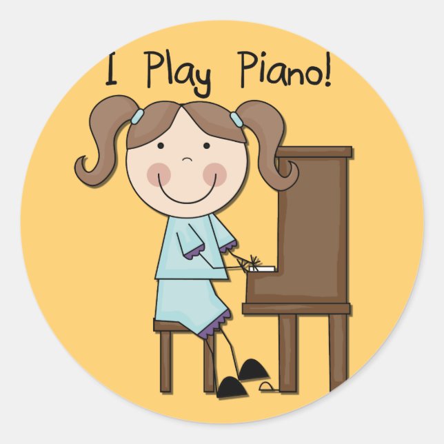 Sticker Rond Piano - Chemises et cadeaux féminins (Devant)