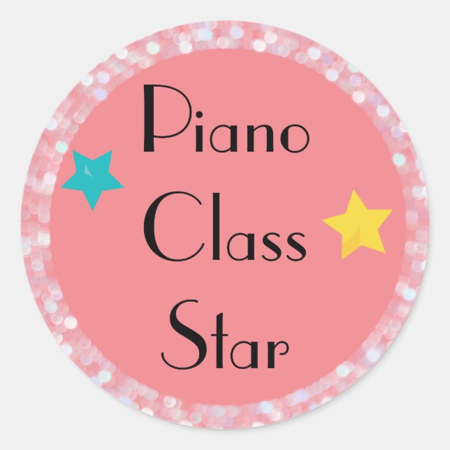 Sticker Rond Piano Class Star avec étoiles (Devant)
