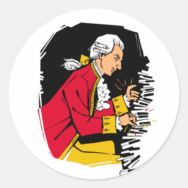 Sticker Rond Piano de Mozart (Devant)