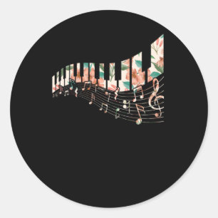 Sticker Rond Piano Keys Flower Clavier Lecteur Musique Enseigna