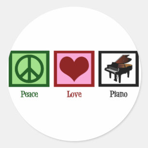 Sticker Rond Piano Peace Love