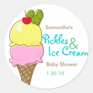 Sticker Rond Picket et glace, Baby shower pour garçons
