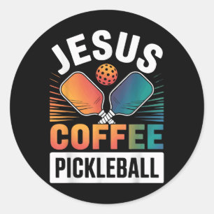 Sticker Rond Pickleball à café Jésus