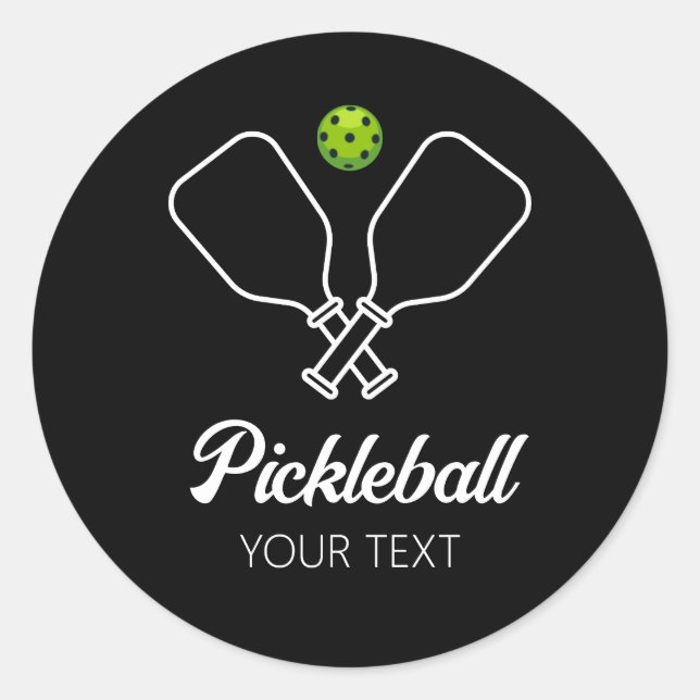 Sticker Rond Pickleball avec pagaies et balle Personnalisé (Devant)