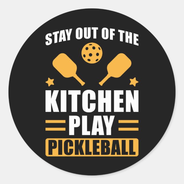 Sticker Rond Pickleball Cadeau Restez en dehors de la cuisine (Devant)