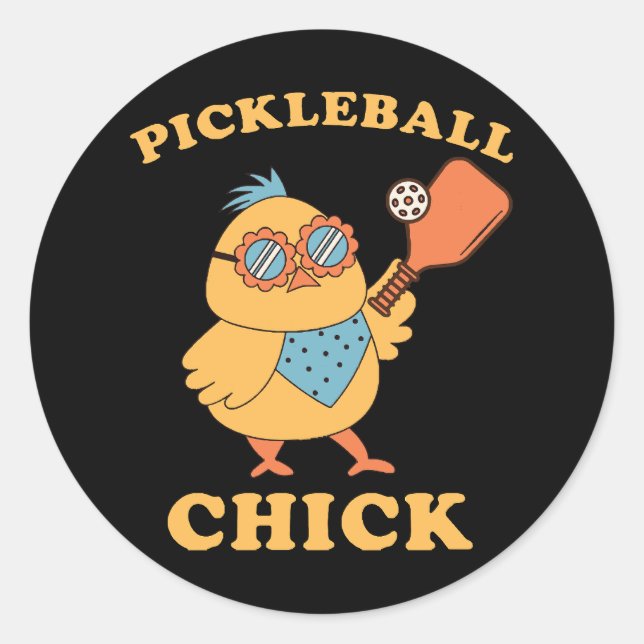 Sticker Rond Pickleball Chick - rétro (Devant)