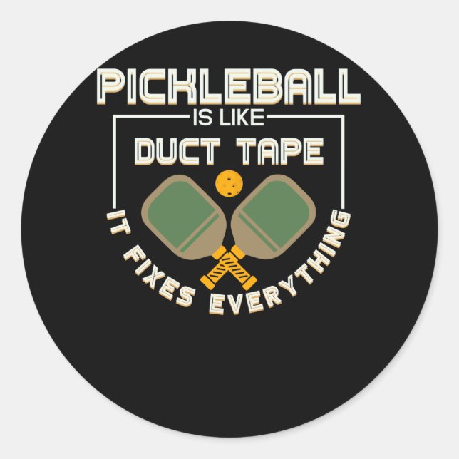 Sticker Rond Pickleball Duct Tape Fixe Tout Ball Sports (Devant)