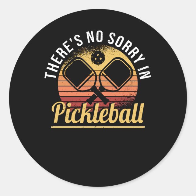 Sticker Rond Pickleball Pickleball Player Pas de temps Rétro (Devant)