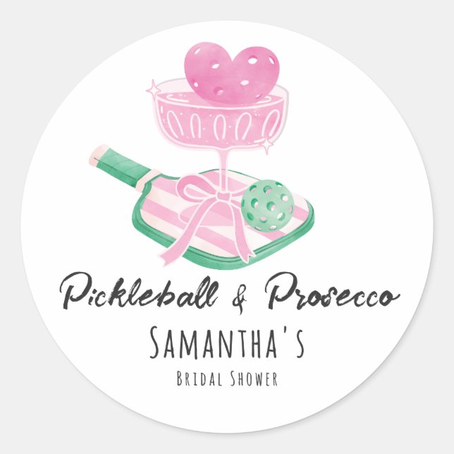 Sticker Rond Pickleball & Prosecco Rétro Enterrement de Vie de  (Devant)