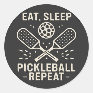 Sticker Rond Pickleball Routine : Manger Pickleball Sleep Répét