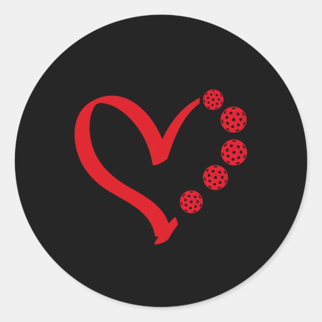 Sticker Rond Pickleball Saint-Valentin Coeur Pickleball (Devant)