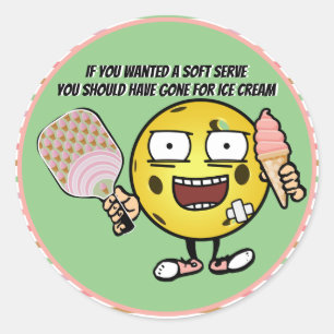 Sticker Rond Pickleball Si Vous Voulez Soft Serve Aller Pour Gl