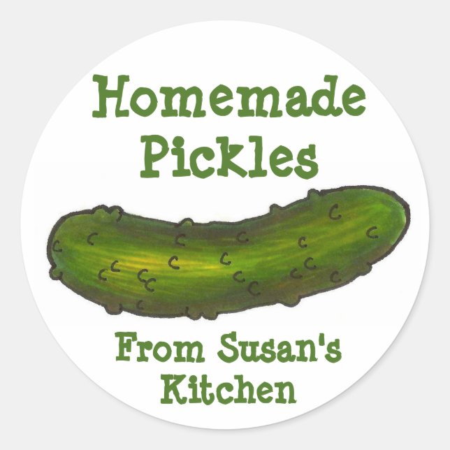 Sticker Rond Pickles maison Pickles personnalisées Green Dill P (Devant)
