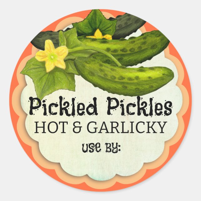 Sticker Rond Pickling pickle corniché concombre maison en conse (Devant)
