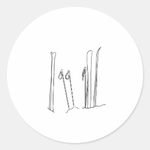 Sticker Rond Pics de ski couverts de neige Pics de montagne ins