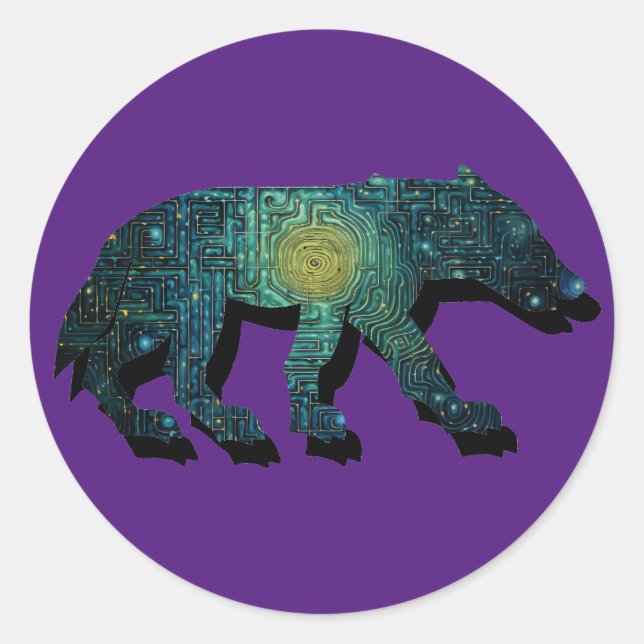 Sticker Rond Pictish Wolf Maze (Devant)