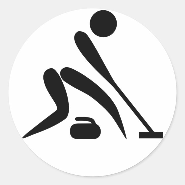 Sticker Rond Pictogramme de curling (Devant)