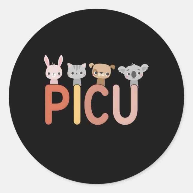 Sticker Rond Picu Nurse Unité de soins intensifs pédiatriques (Devant)