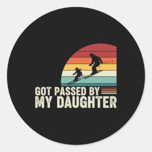 Sticker Rond Pié par ma fille Drôle de papa ski Rétro Vintage