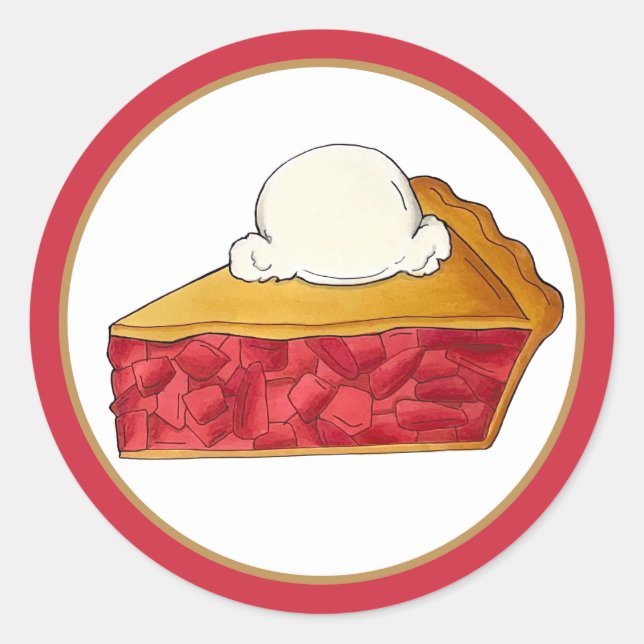 Sticker Rond Pie Social Party Dessert Bake Vente fraise (Devant)