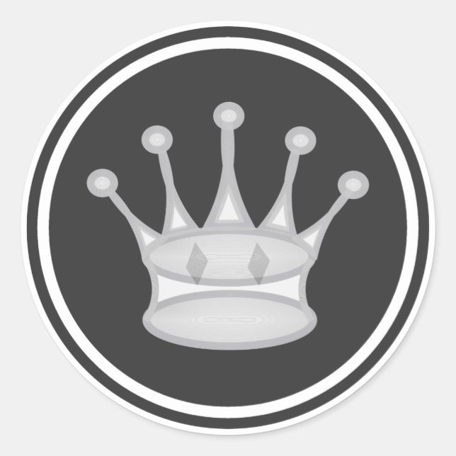 Sticker Rond Pièce blanche d'échecs Queen (Devant)