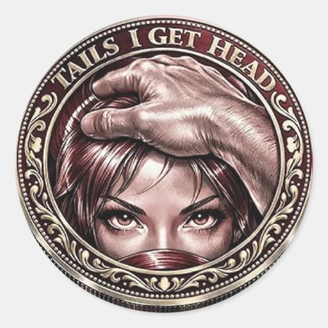 Sticker Rond Pièce commémorative drôle Têtes (Devant)