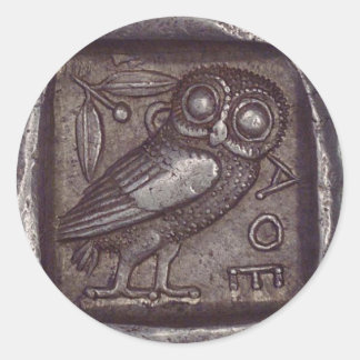 Sticker Rond Pièce de la Chouette antique