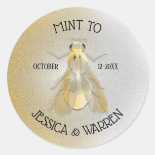 Sticker Rond Pièce de Monnaie en Métal Doré Abeille Prévu Pour 