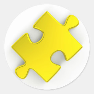 Sticker Rond Pièce de puzzle 3D (or métallique)